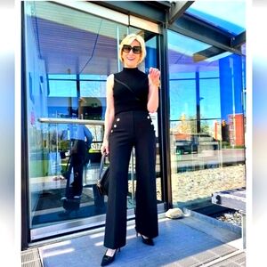 Oprah's Favorite Tummy Control Button Wide Leg Dress Pants NWT